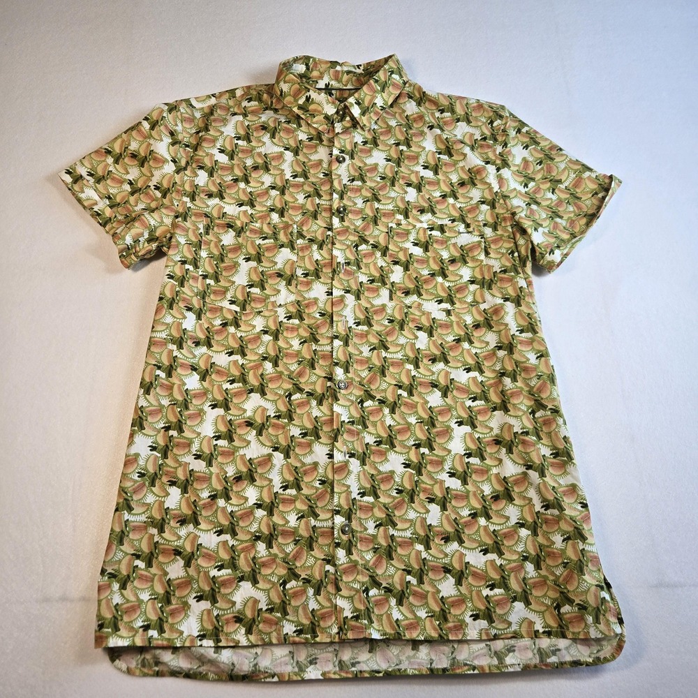 Adolfo Dominguez Button Up Shirt Women S Green Excellent Venus Flytrap Print